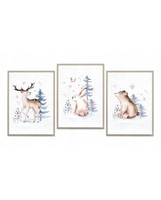 Posters - Rådjur, björn, kanin / set om 3