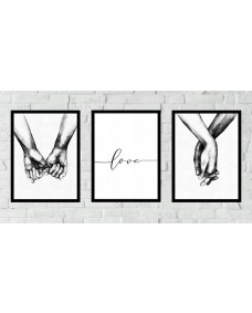 Posters - Hand i Hand / Love / Set om 3