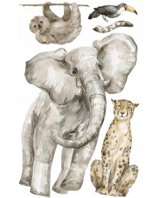 Väggdekal - Elefant och Gepard