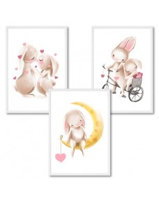 Posters - Lovely Bunnies / Set om 3