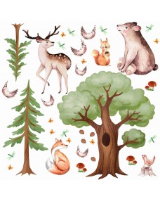 Väggdekal - Skog och djur