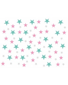 Väggdekal - Stjärnor / Rosa grå mynta