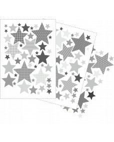 Väggdekal - Stjärnor / Grå mönstra