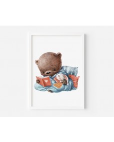 Poster - Nallebjörn med babykanin