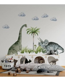 Väggdekal - Brontosaurus och Triceratops