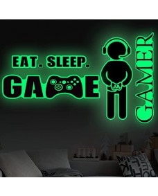 Väggdekal - Eat Sleep Game Gamer / Självlysande