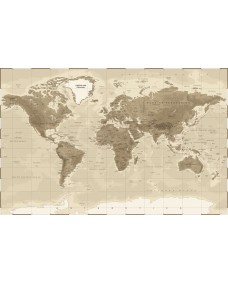 Affisch - Världskarta / Brun