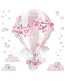 Väggdekal - Luftballong / Rosa