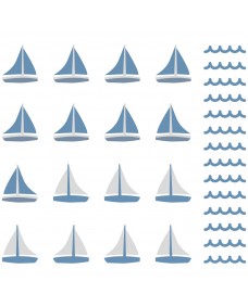 Väggdekal - Segelbåtar / Blå
