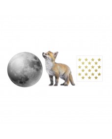 Väggdekal - Little Fox and the Moon Set