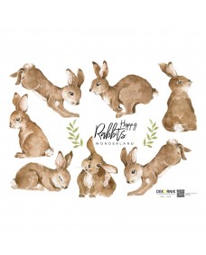 Väggdekal - Happy Rabbits Wonderland Set