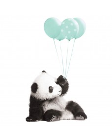 Väggdekal - Panda med mintballonger