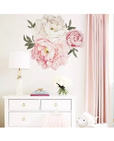 Väggdekal - Rosa och vita blommor