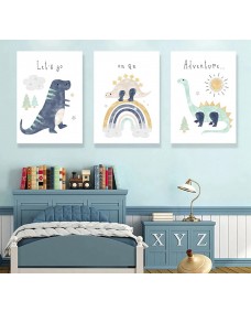Posters - Dinosaurier  / Let's go on an Adventure / Set om 3