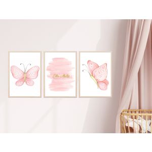  Affisch - Fjärilar / Personlig / Set med 3  