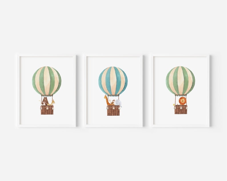 Posters - Afrikanska djur på ballong / set om 3