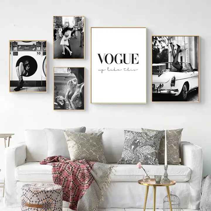 Affisch – Svartvitt modekonst / VOGUE / Sats om 5