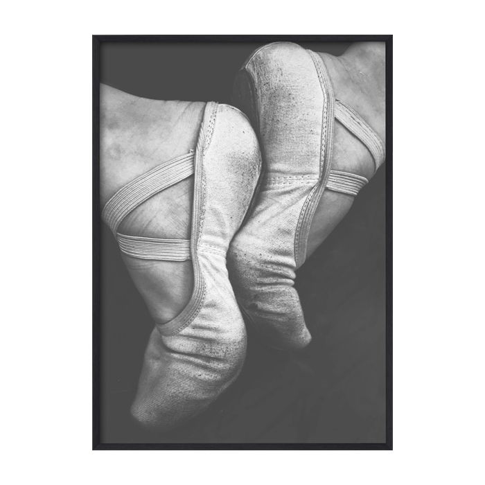 Poster -  B&W Faded Balett Shoes / Platt packad
