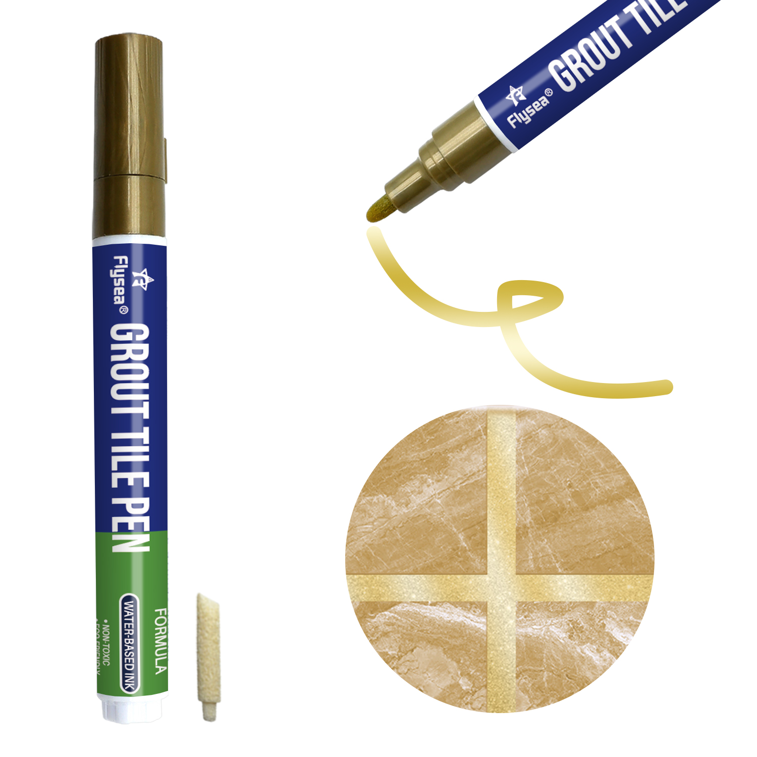 Fogpenna för Kakel / Guld