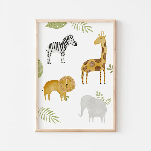 Safari Poster / Djur med löv