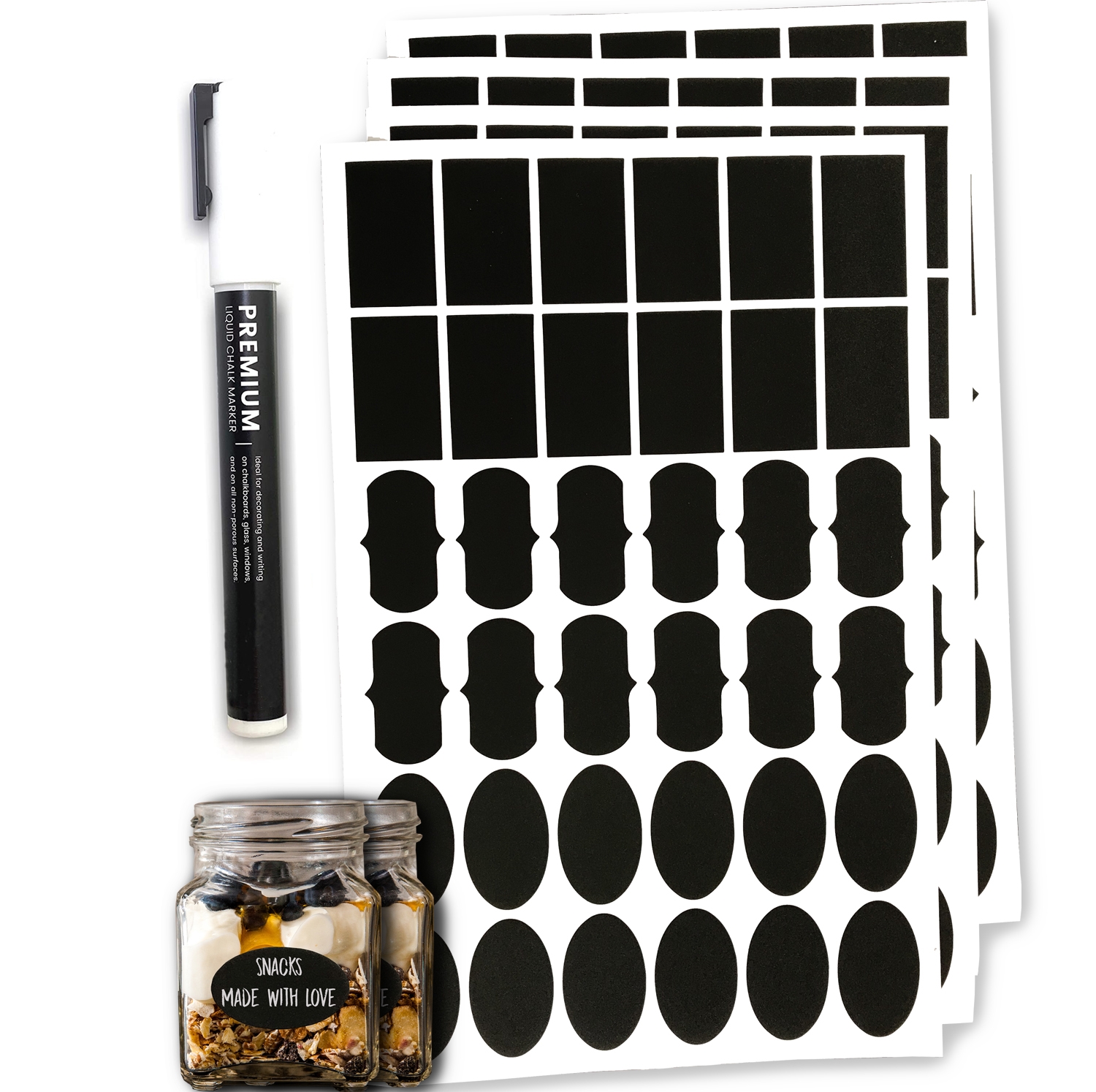 Premium etiketter mini med griffelyta 144 st