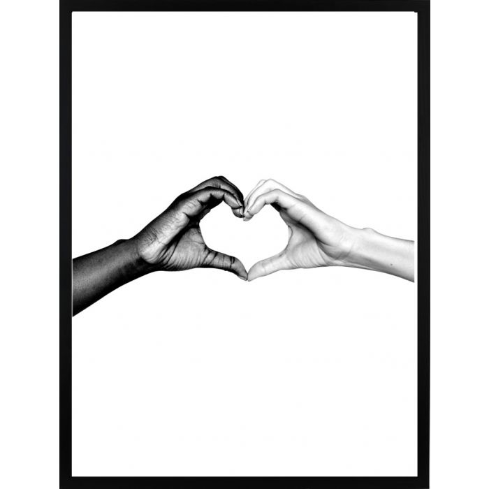 Poster - B&W Hands Heart / Platt packad