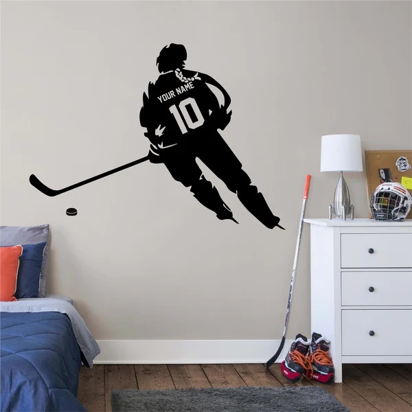Wallstickers - Hockey Player / Personligt namn och nummer / 02