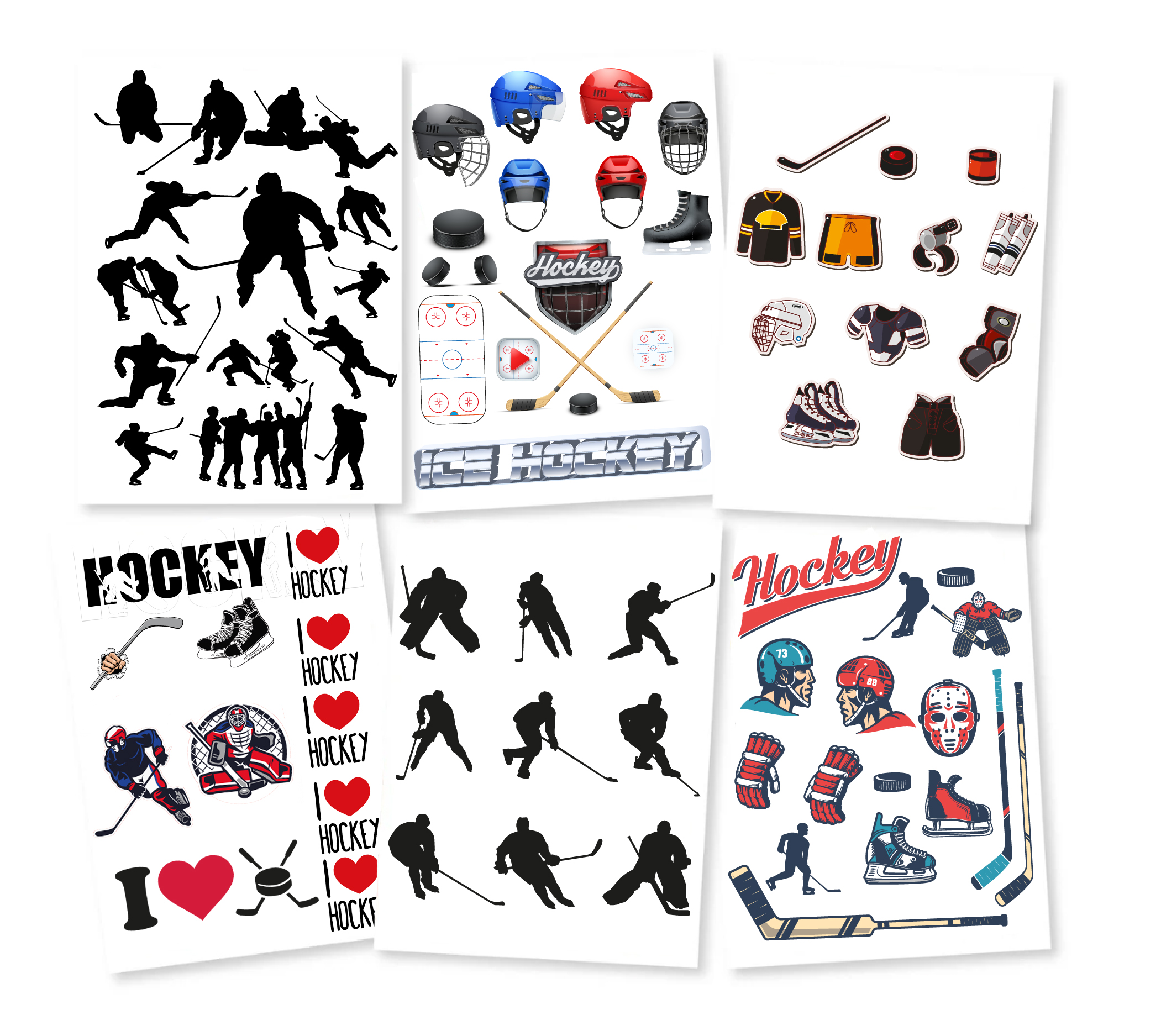 Klistermärken - Hockey / Ice Hockey Blandade 6 ark