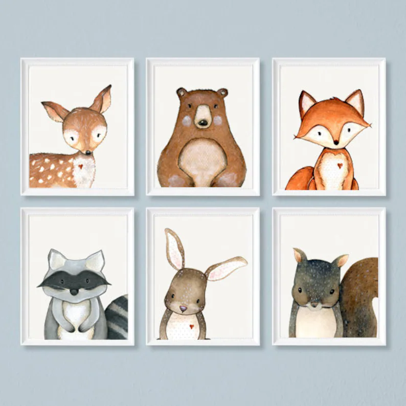 Poster - Woodland Nursery / Set om 6