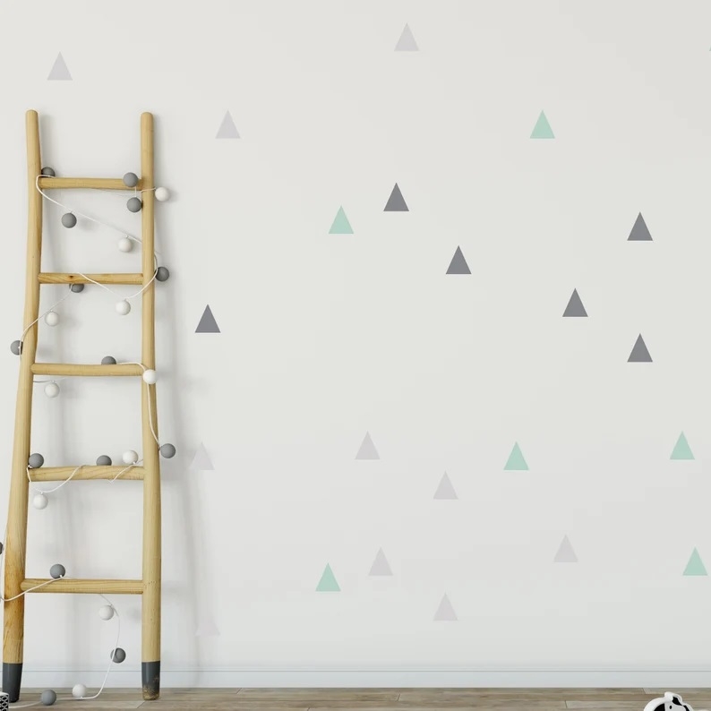 Väggdekal - Mint och Grå Trianglar