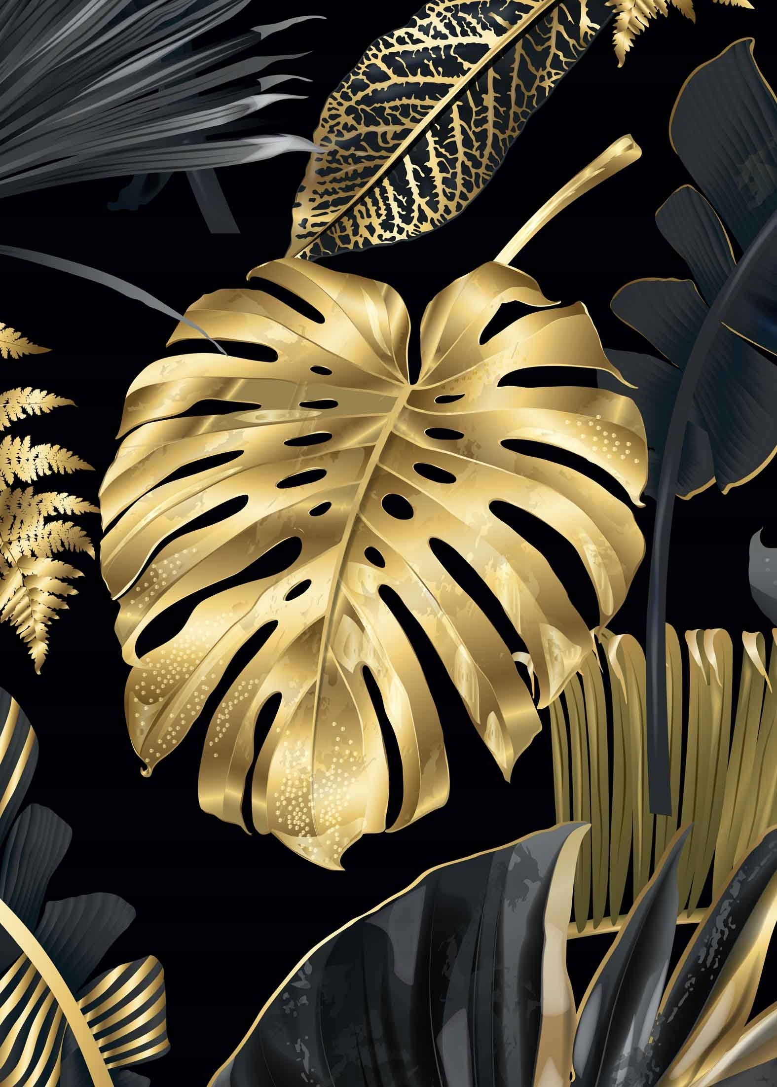 Affisch - Monstera Leaf / Guld