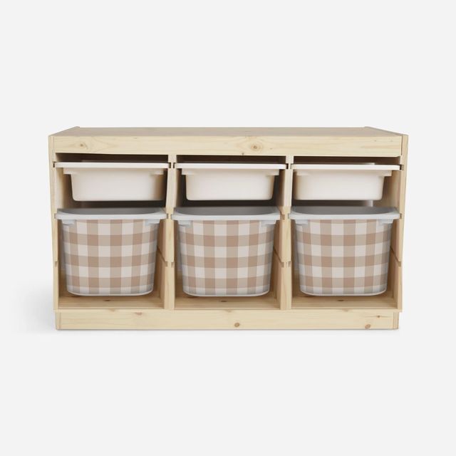 Självhäftande klistermärken – Trofast Box dekaler / Välj storlek / Checkered beige
