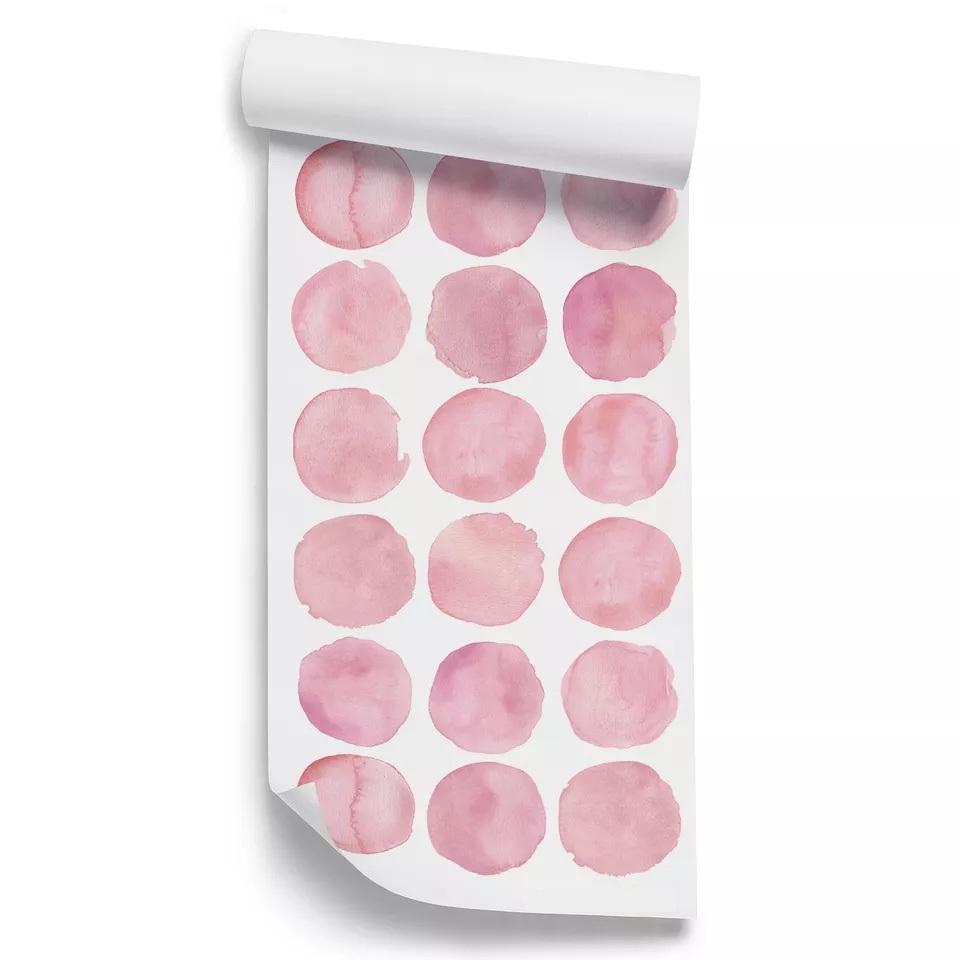 Väggdekal - Polka Dot / Rosa