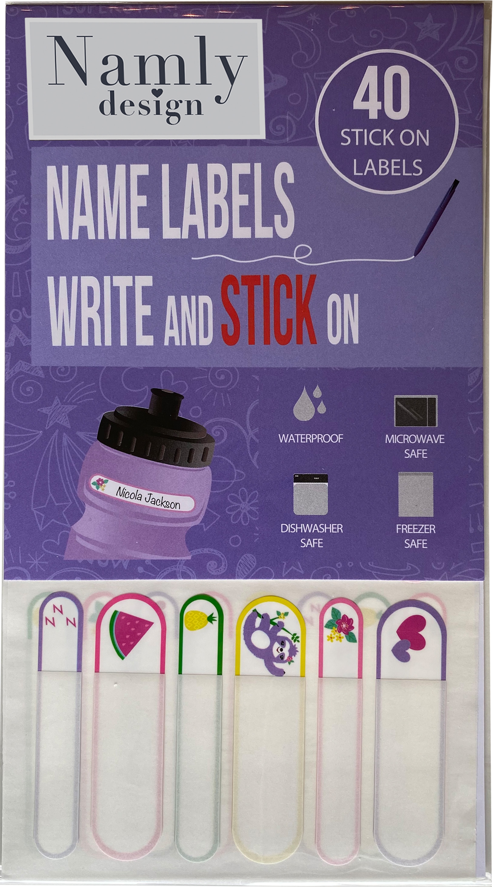 Namnetiketter Lila 80 st