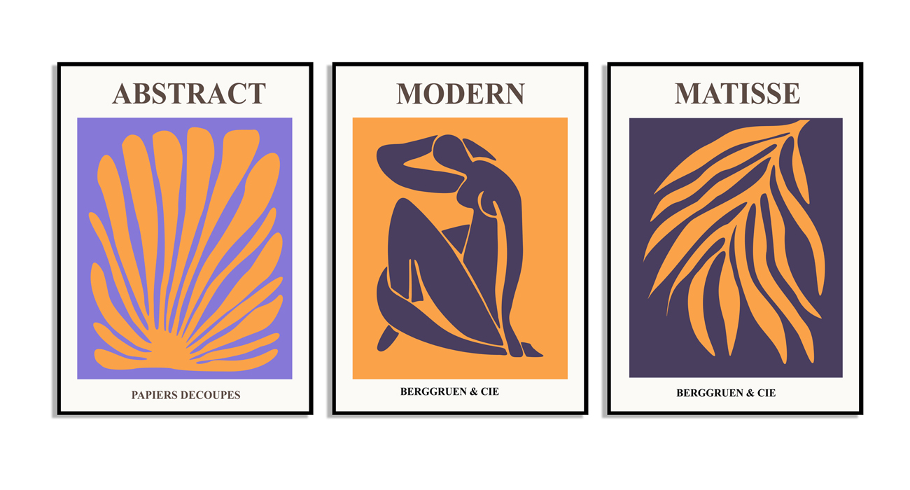 Posters -   Abstract, modern & matisse  / Set med 3