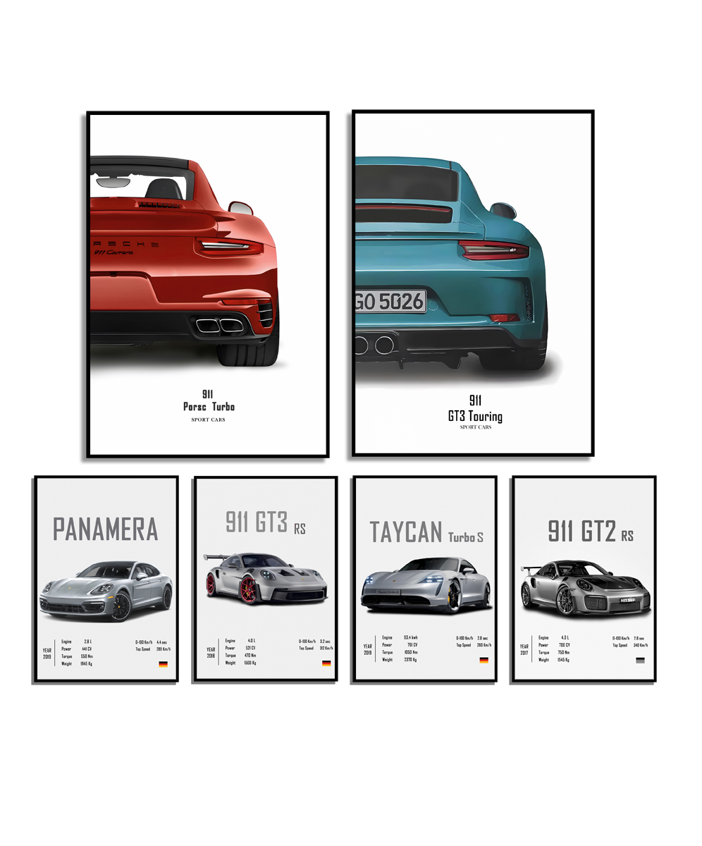 Affisch – Porsche-ikoner – Den ultimata kollektionen / Sats om 6