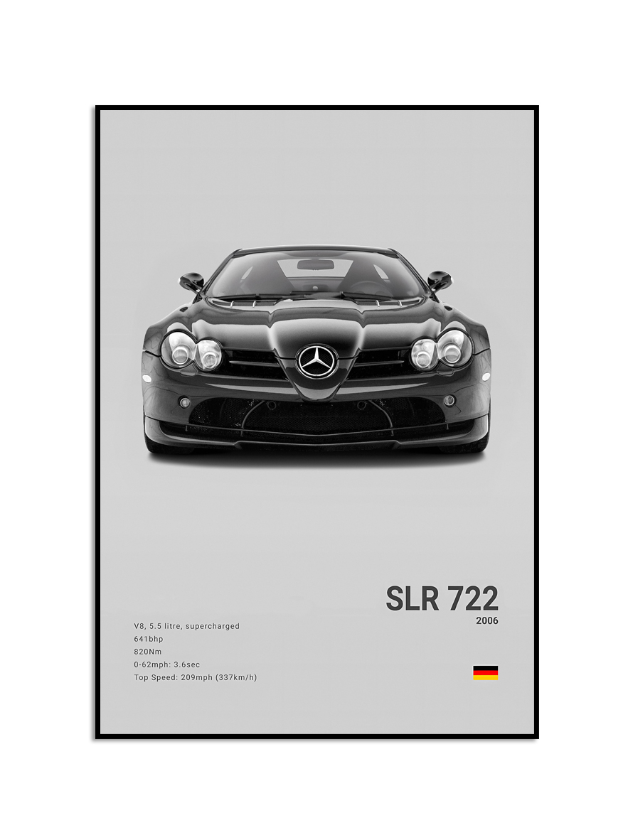 Affisch – Lyxig svartvit sportbil / SLR 722 2006 / Grå