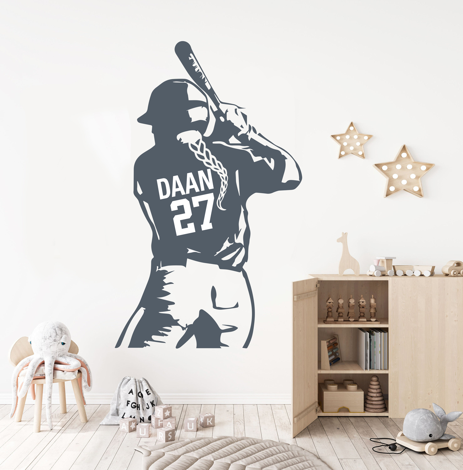 Väggklistermärken - Halv baseballspelare / Personlig