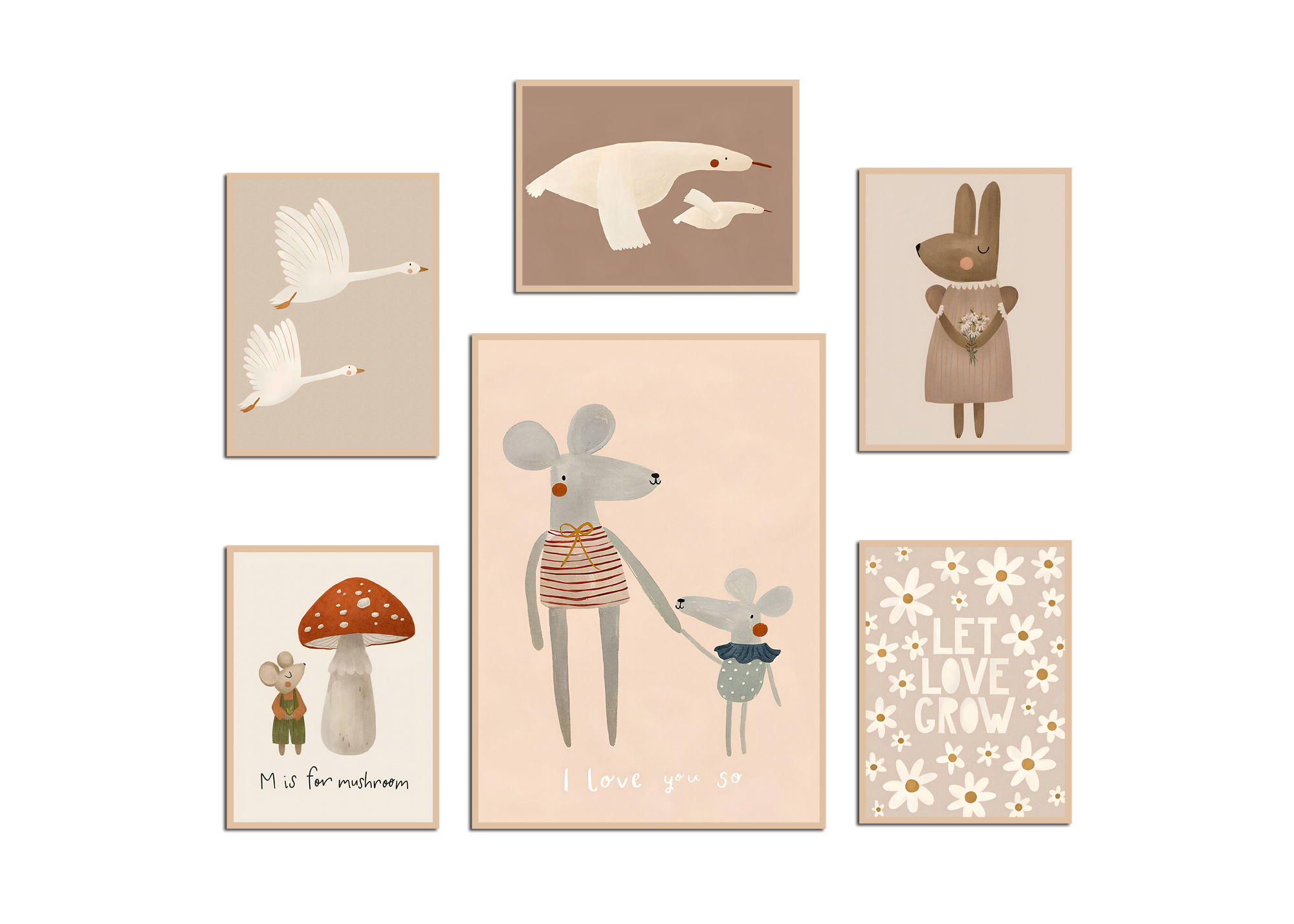 Posters -  Let love grow  / set om 6