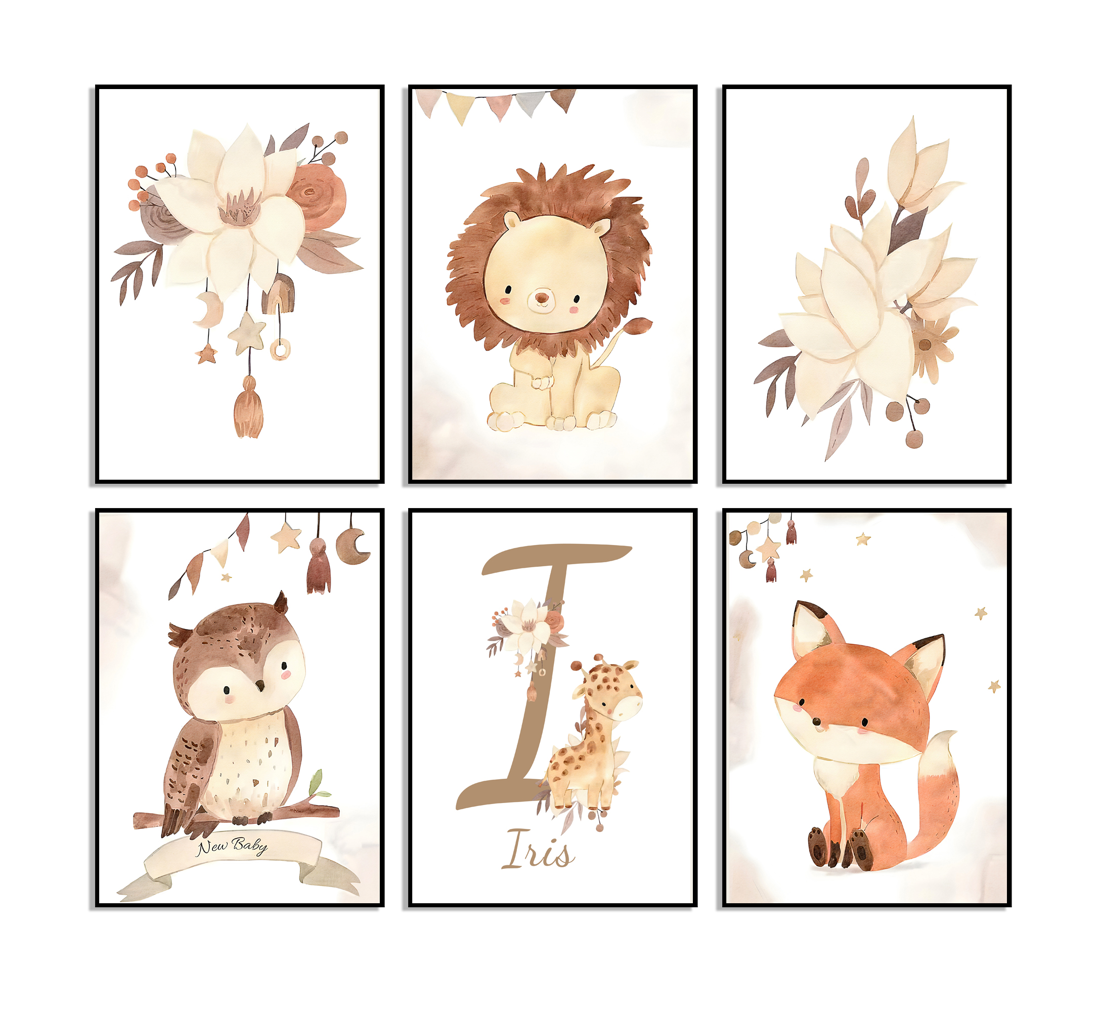 Posters - Djur och Blommor / Personlig / Set om 6
