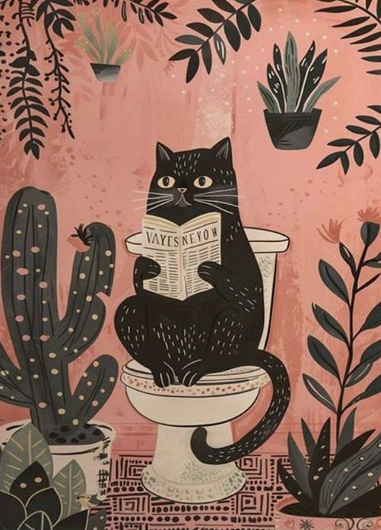 Katt på Toalett Poster
