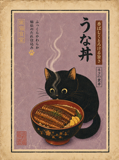 Poster - Katt med Skål