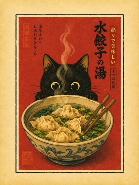 Poster - Katt och Dumpling Njutning