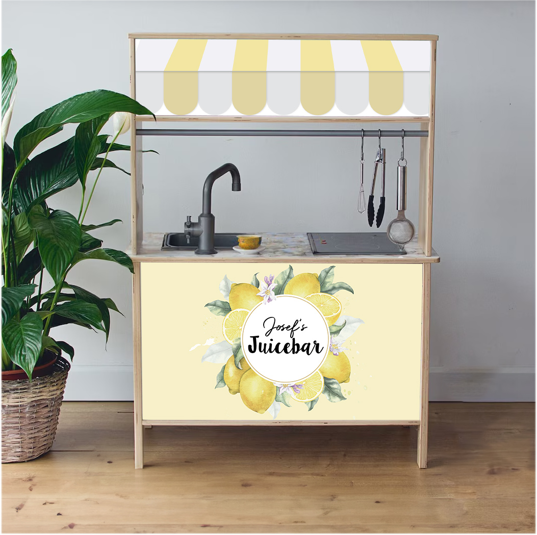 Självhäftande dekaler för Ikea Duktig – personliga klistermärken för lek-kök – Juicebar