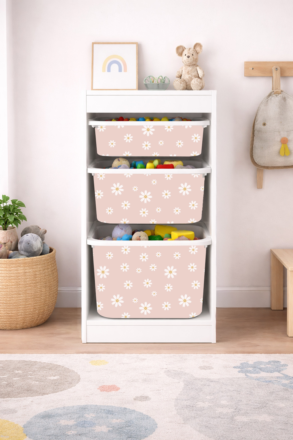 Självhäftande klistermärke – Trofast Box dekal – Långsida / Välj storlek / Flower Power