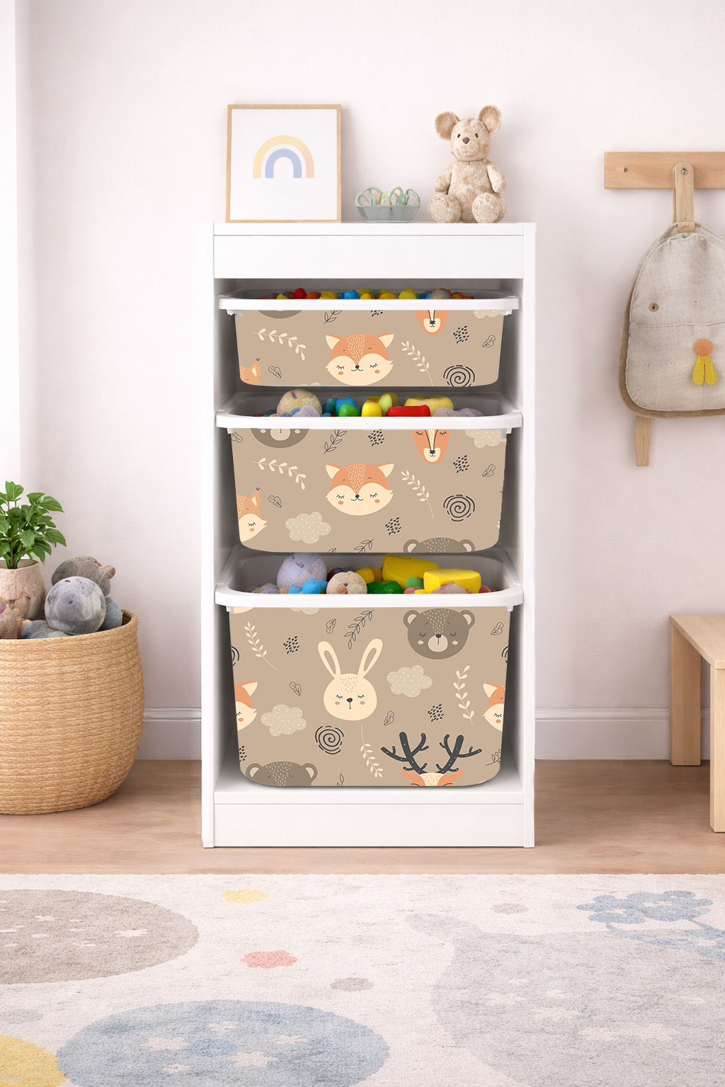 Självhäftande klistermärke – Trofast Box dekal – Långsida / Välj storlek / Forest Animals