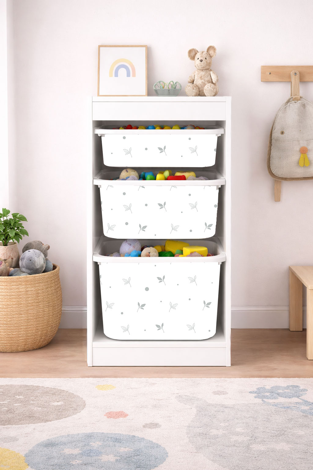 Självhäftande klistermärke – Trofast Box dekal – Långsida / Välj storlek / Scandinavian leaf