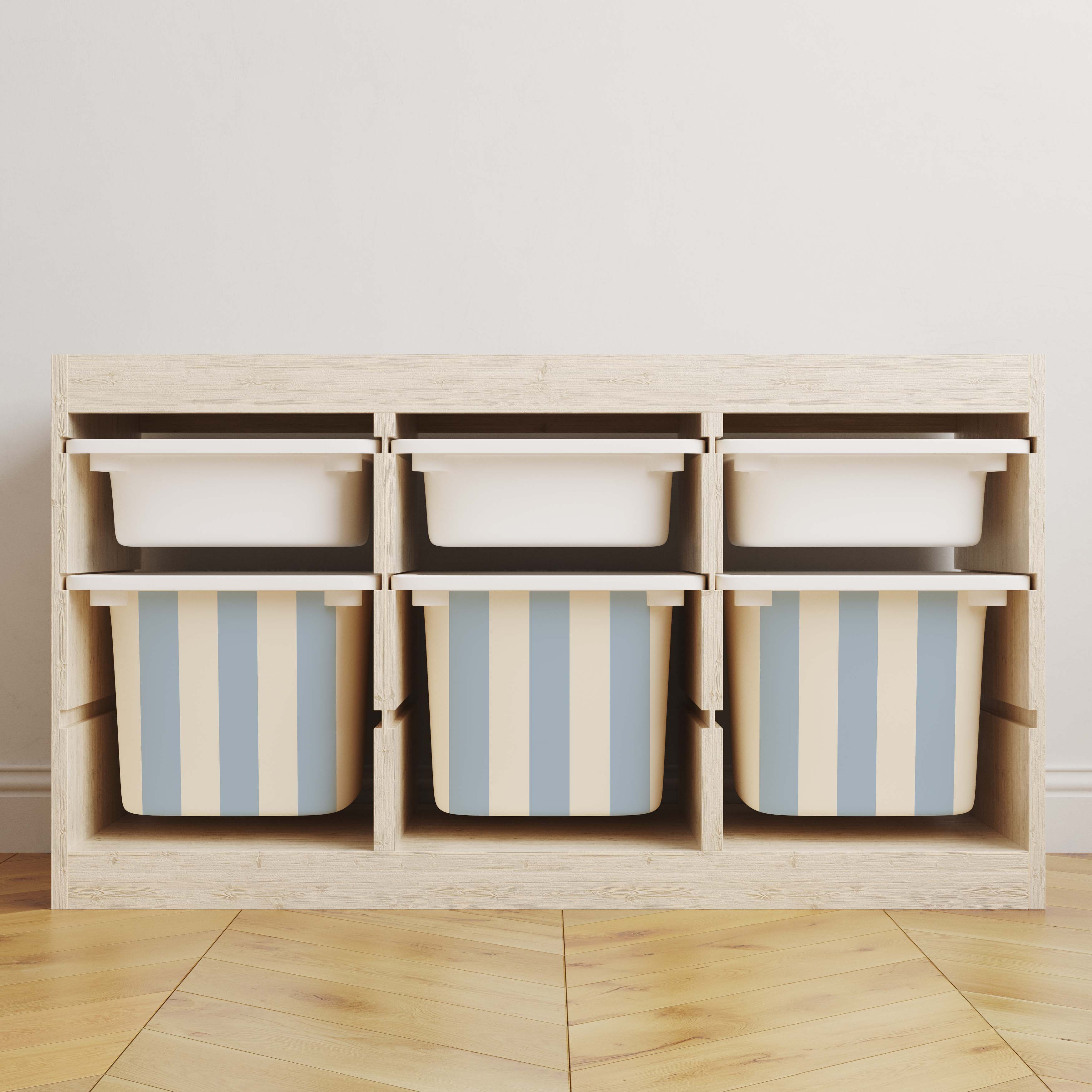 Självhäftande klistermärken – Trofast Box Decals / Välj storlek / Stripes blue-cream