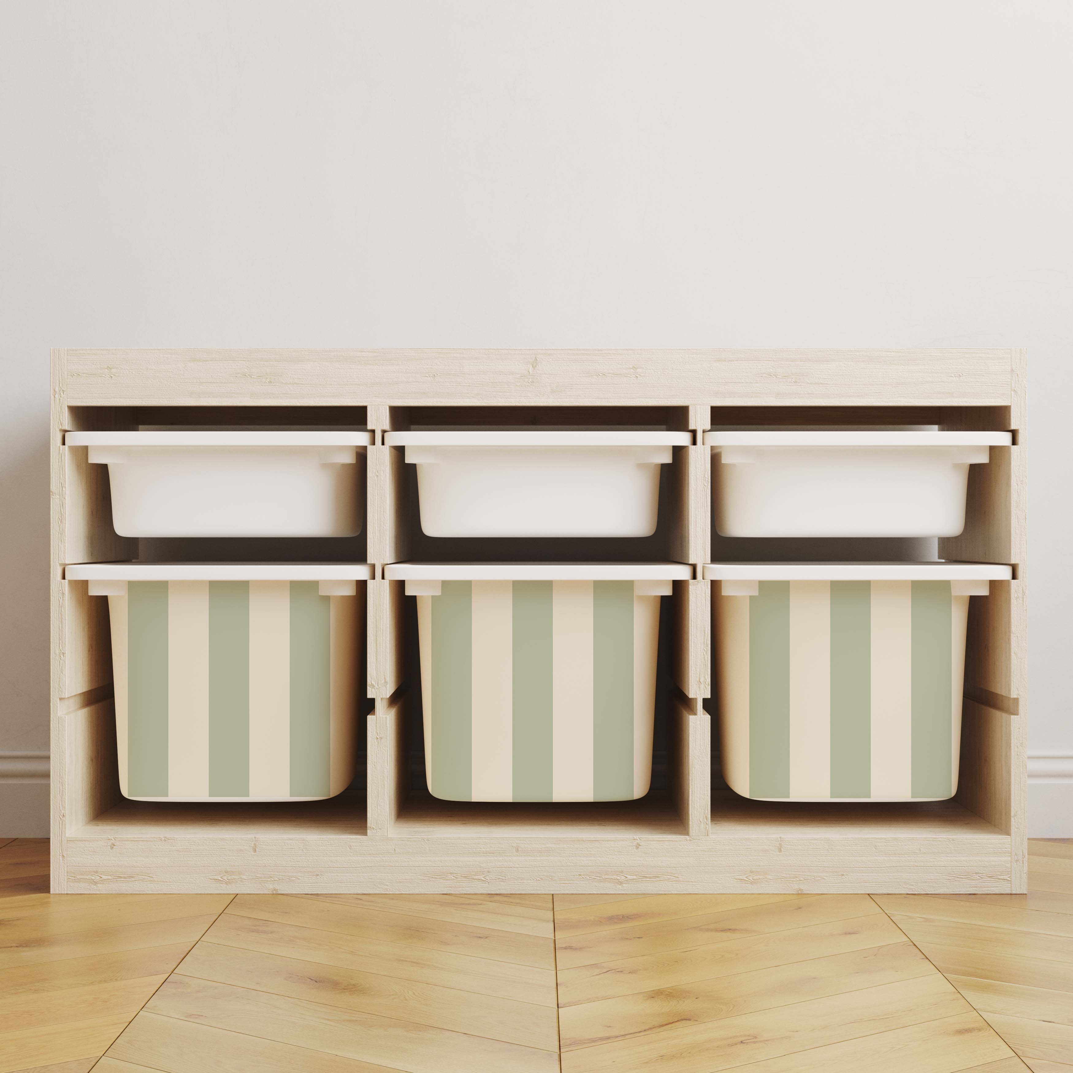 Självhäftande klistermärken – Trofast Box Decals / Välj storlek / Stripes green-cream