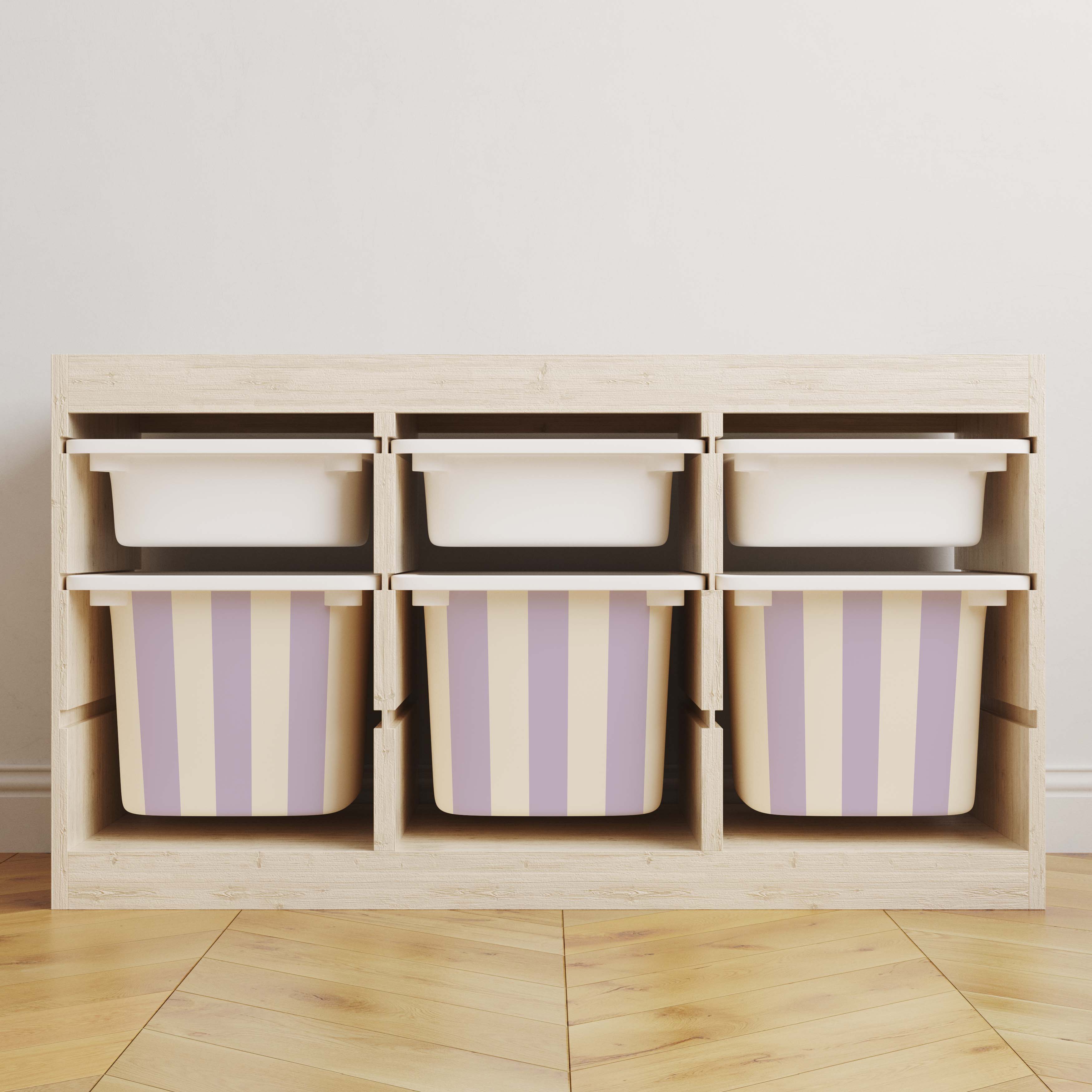 Självhäftande klistermärken – Trofast Box Decals / Välj storlek / Stripes Purple-cream